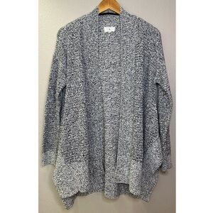 Lou & Grey Open Front Knit Cardigan Black White Gray